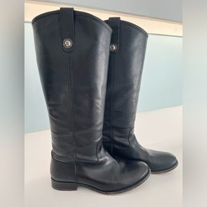 Melissa Button Leather Tall 
Riding Boots. Black. Size 7.5